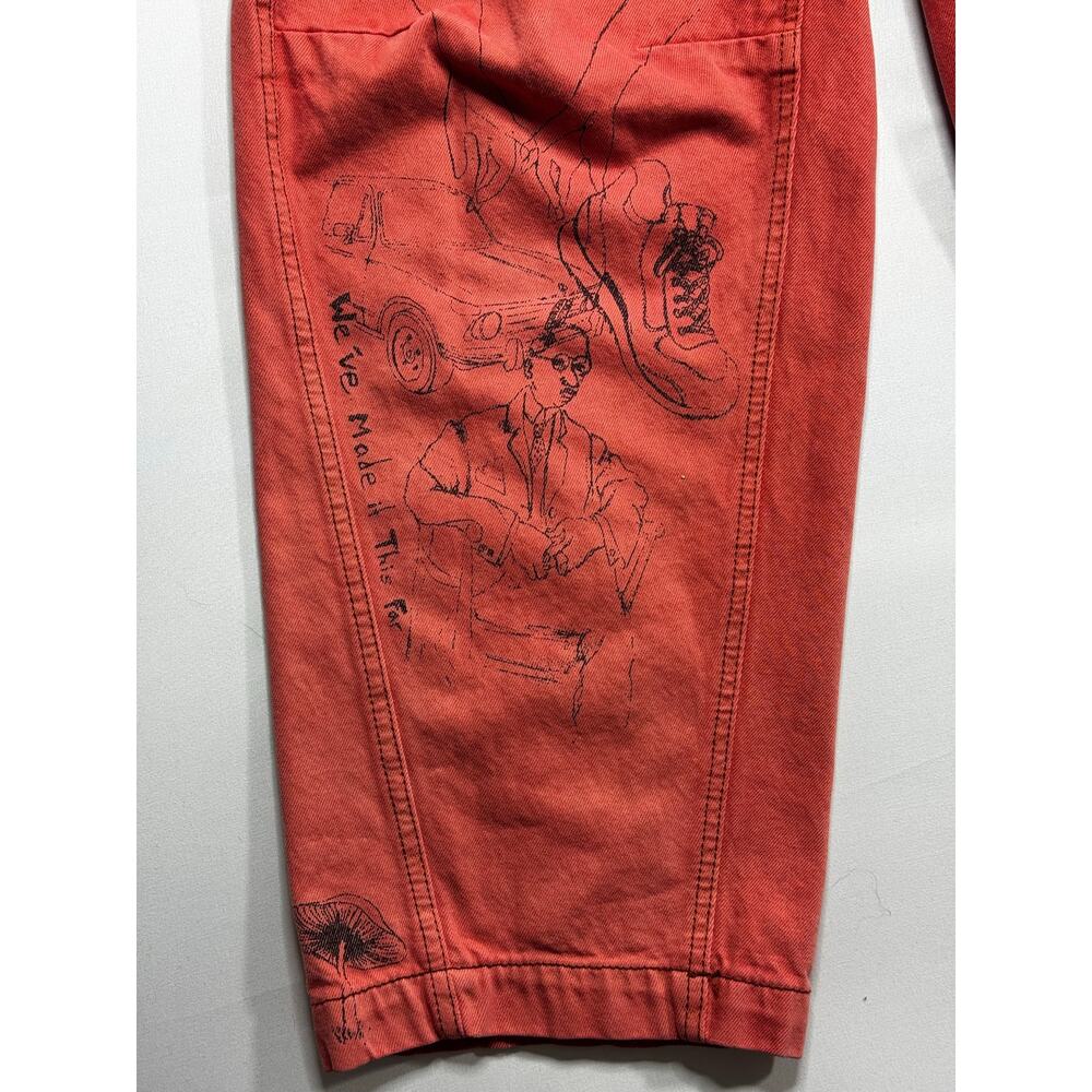 BDG Urban Outfitters Women's Pink "You and Me" Print Barrel Jeans -Size 25x28.5* - Picture 3 of 8